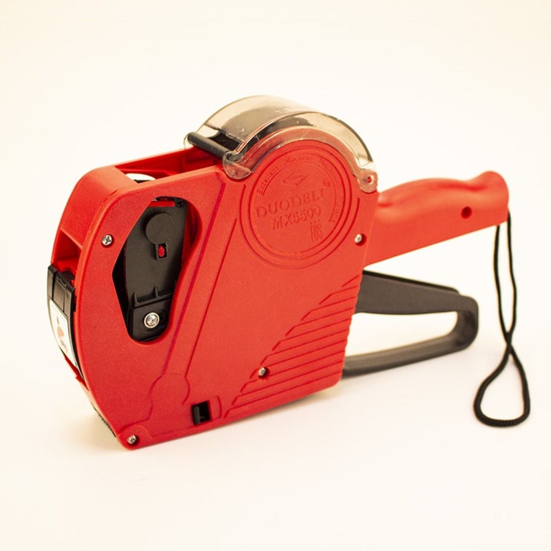 Red Single Row 8 Digit Label Printer With Cover Manual Price Tagger Machine - Image 2
