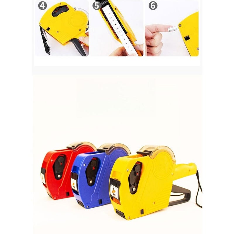 Red Single Row 8 Digit Label Printer With Cover Manual Price Tagger Machine - Image 5