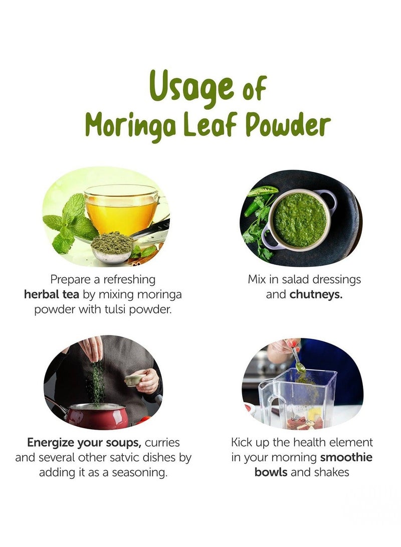 ٱلْبَيْت ٱلْمَعْمُور مسحوق أوراق المورينجا العضوي والنيء – طعام طبيعي خارق متكامل لتعزيز المناعة والعافية اليومية - غير معدل وراثيًا، مجفف في الظل - نباتي 100% وخالٍ من المواد الحافظة. - Image 3