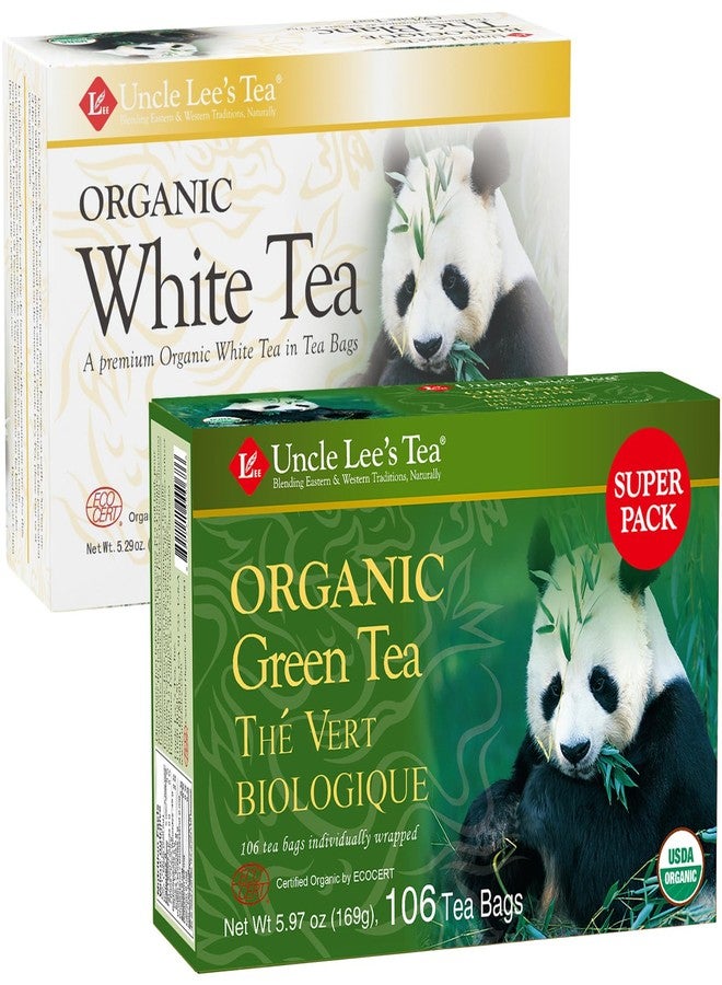 Uncle Lee's Tea Uncle Lee's Organic White & Green Tea Variety 2-Pack (206 Individually Wrapped Bags) - Lightly Caffeinated Bulk Teas for Home, Office, Camping - Image 1