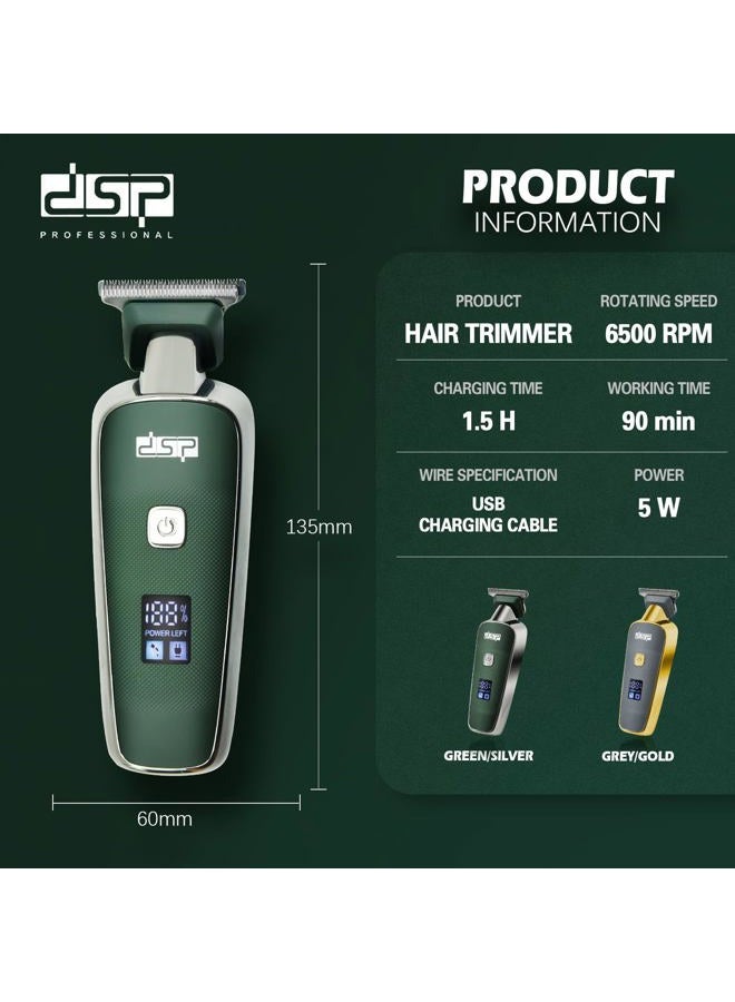 ® Mini Hair Trimmer for Men Electric Balding Clippers Zero Gapped Mustache Trimmer with 1-3mm Limit Combs, USB Type-C (Green)