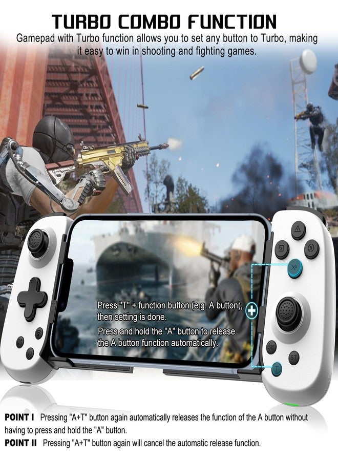 أرفين وحدة تحكم ألعاب arVin المحمولة لأجهزة iPhone/iPad/Android/Samsung/Tablet/PC/Switch/PS3/PS4، عصا تحكم لاسلكية للألعاب مع خاصية Turbo/مستشعر جيروسكوب سداسي المحاور/اهتزاز، تدعم اللعب عبر Xbox Cloud Gaming/PS Remote Play/Steam Link - Image 5