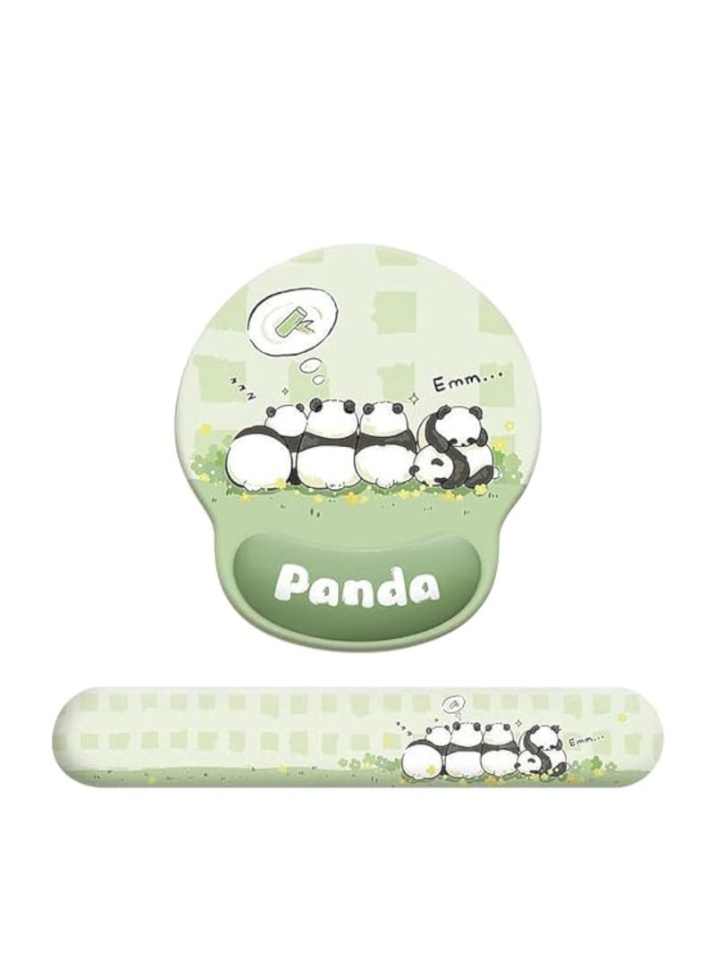 KASTWAVE 2PCS Keyboard Panda Wrist Rest, Mouse Pad Wrist Support, High Density Memory Foam Keyboard Palm Rest, Ergonomic Keyboard Pad Wrist Support for Pain Relief, Palm Rest Keyboard Rest, for Computer Laptop - Image 1