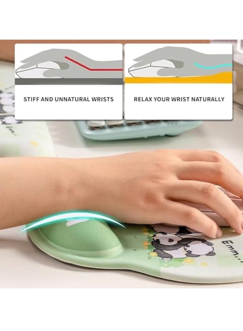 KASTWAVE 2PCS Keyboard Panda Wrist Rest, Mouse Pad Wrist Support, High Density Memory Foam Keyboard Palm Rest, Ergonomic Keyboard Pad Wrist Support for Pain Relief, Palm Rest Keyboard Rest, for Computer Laptop - Image 4