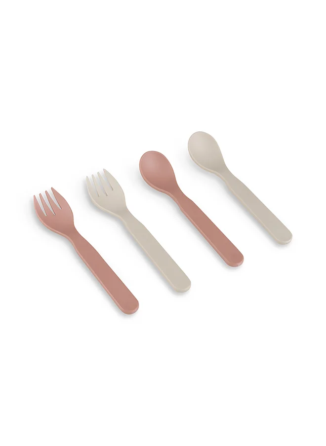 Citron Unbreakable Cutlery And Case Set of 2, 100% Organic, Reusable, Biodegradable, Environment Friendly, And Unbreakable - Pink/Cream