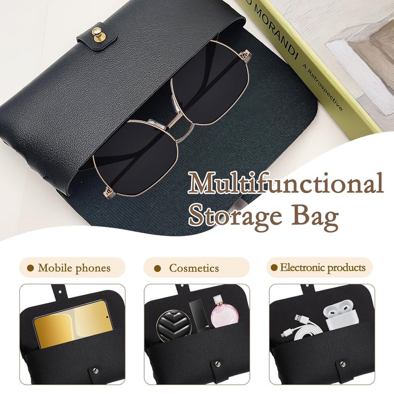 TecoKart® 4 Pcs Sunglasses Case For Women, PVC Leather Soft Unisex Specs Case, Multifunctional Specs Pouch For Eyewear Lipstick Data Cable, Portable Travel Glasses Case, Simple Specs Protective Pouch - Image 3
