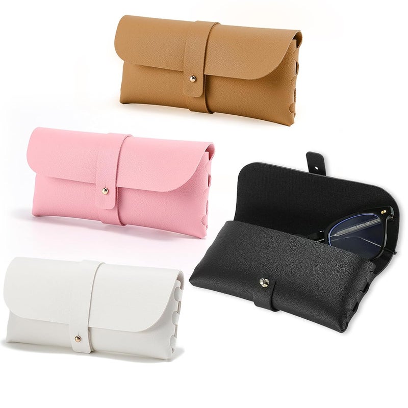 TecoKart® 4 Pcs Sunglasses Case For Women, PVC Leather Soft Unisex Specs Case, Multifunctional Specs Pouch For Eyewear Lipstick Data Cable, Portable Travel Glasses Case, Simple Specs Protective Pouch - Image 1