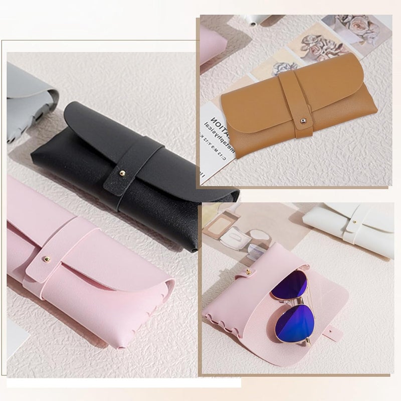 TecoKart® 4 Pcs Sunglasses Case For Women, PVC Leather Soft Unisex Specs Case, Multifunctional Specs Pouch For Eyewear Lipstick Data Cable, Portable Travel Glasses Case, Simple Specs Protective Pouch - Image 5