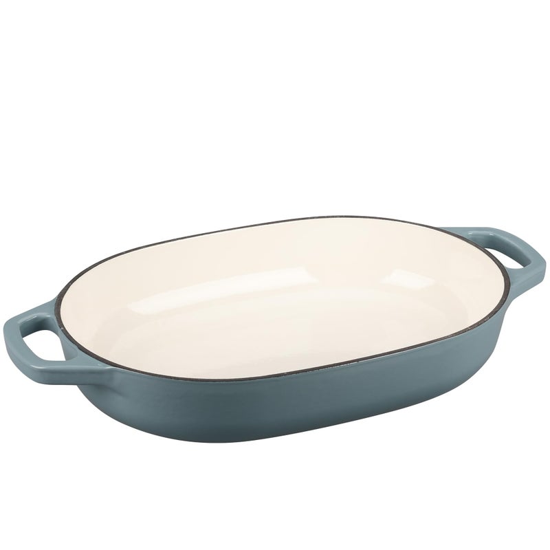 EDGING CASTING وعاء داتش أوفن بيضاوي من الحديد الزهر المينا مع غطاء، وعاء داتش أوفن لخبز الخبز الحامض، صينية خبز بيضاوية، فرن خبز، وعاء داتش أوفن للخبز، 7qt، ملح البحر - Image 5