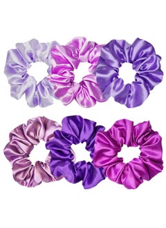 Sufermoe Sufermoe 6 Pcs Satin Silk Hair Scrunchies Soft Hair Ties for Women and Girls 45 Inch Hair Bands Assorted Purple 