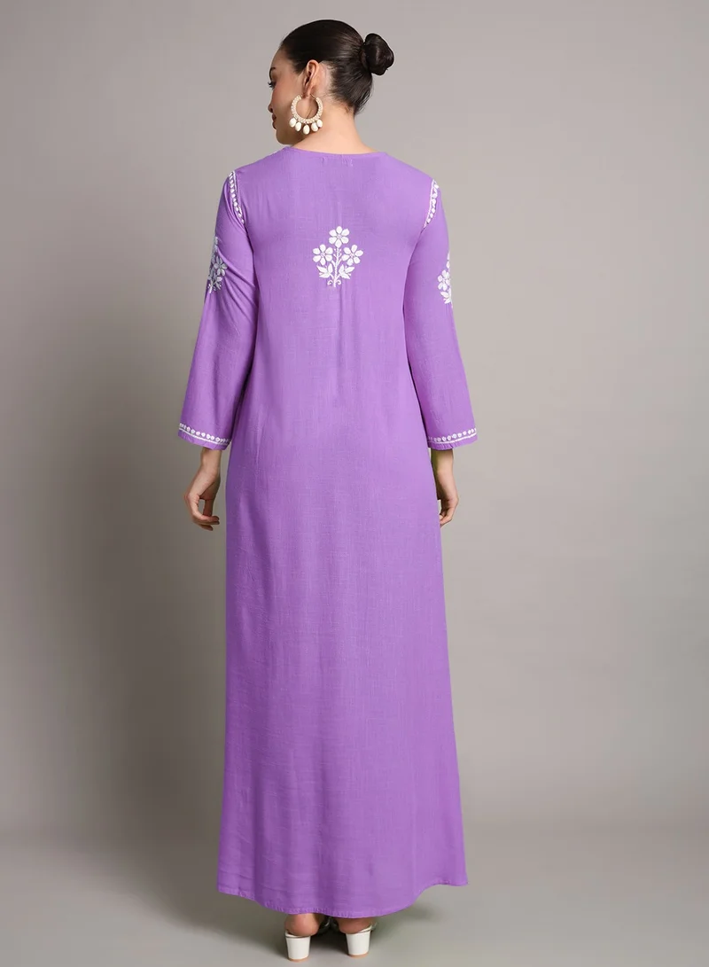 الايا جلابية رايون شيكانكاري مطرزة يدوياً-AL4012