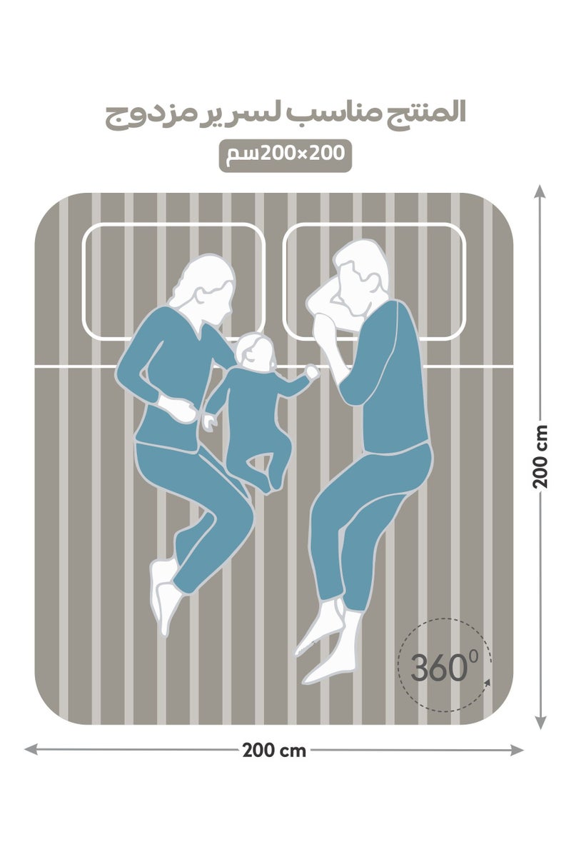 Donetella 3-Piece Striped Bedding Set – Super King Fitted Sheet 200x200+35 cm with All-Around Elastic & 2 Matching Pillowcases - Image 3