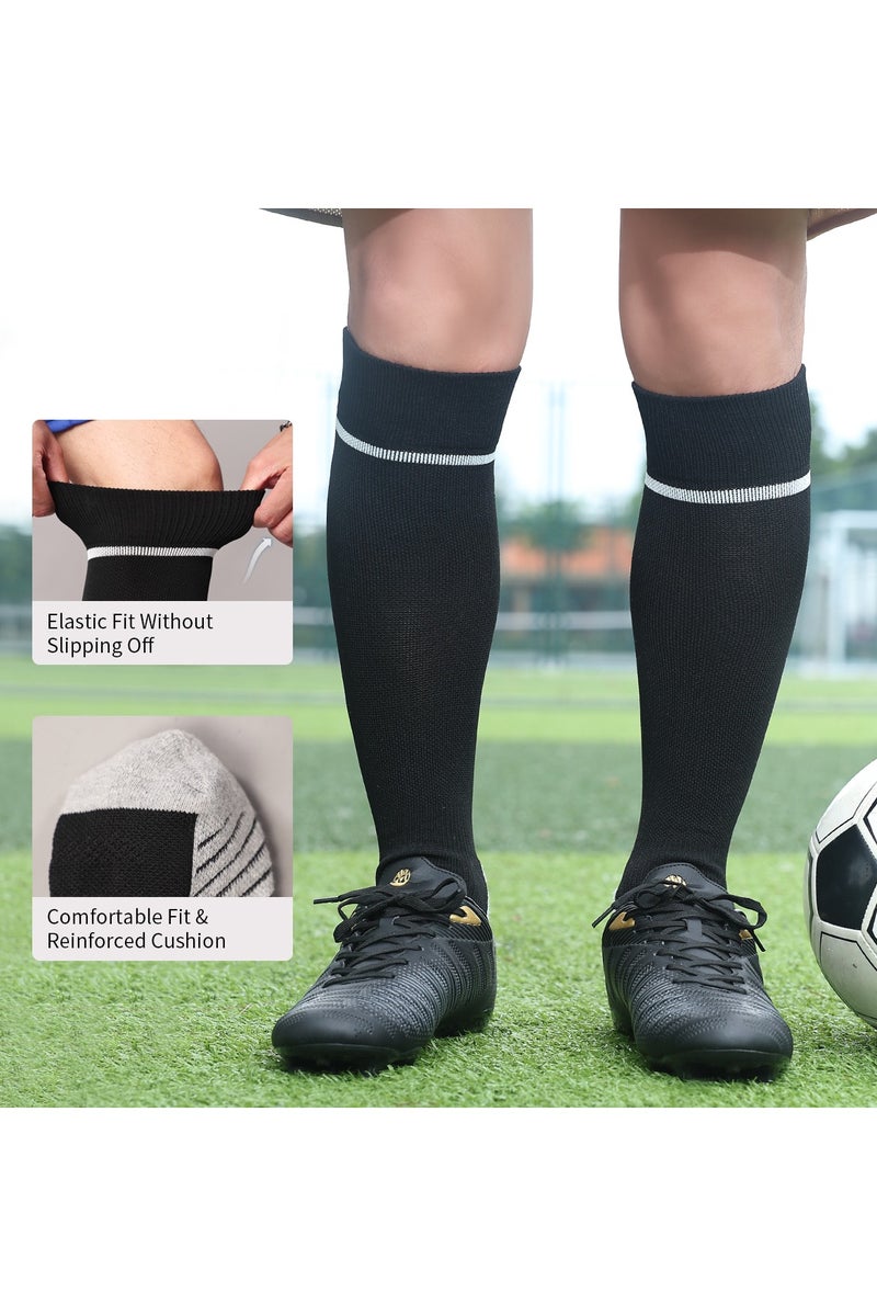 SKY WING Men's And Women's Soccer Socks Color Stretchy Compression Knee High Tube Socks Football Athletic Socks for Unisex-Black-4 Pair - Image 2