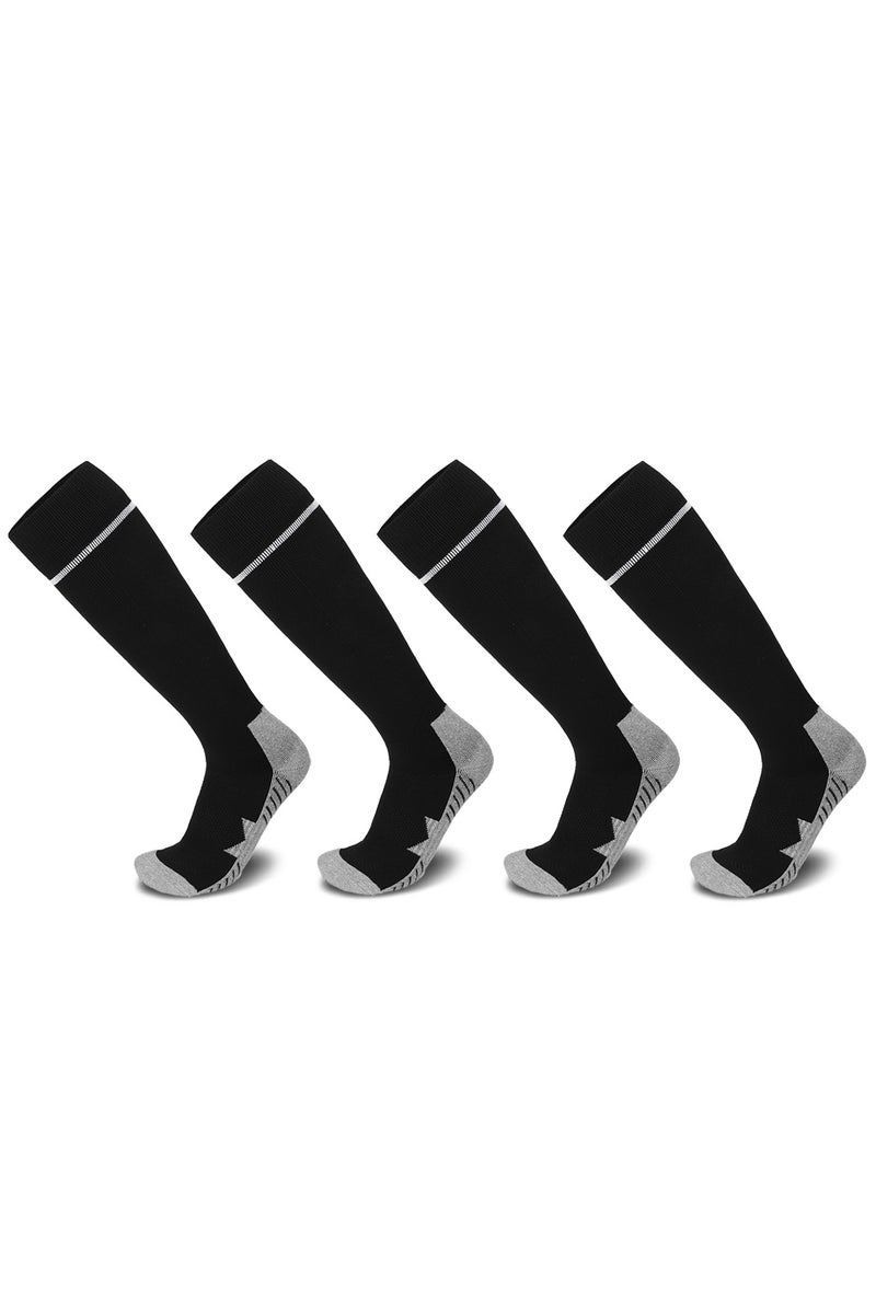 SKY WING Men's And Women's Soccer Socks Color Stretchy Compression Knee High Tube Socks Football Athletic Socks for Unisex-Black-4 Pair - Image 1