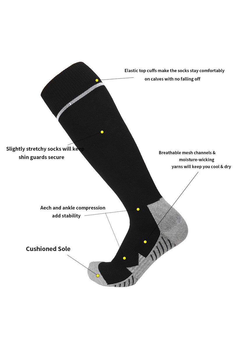 SKY WING Men's And Women's Soccer Socks Color Stretchy Compression Knee High Tube Socks Football Athletic Socks for Unisex-Black-4 Pair - Image 3