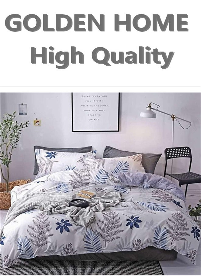 GOLDEN HOME طقم غطاء لحاف بنمط مخطط مكون من 6 قطع مقاس كينج/كوين/مفرد. تتضمن المجموعة 1 غطاء لحاف، 1 ملاءة سرير جاهزة، 4 أكياس وسائد  - Image 1