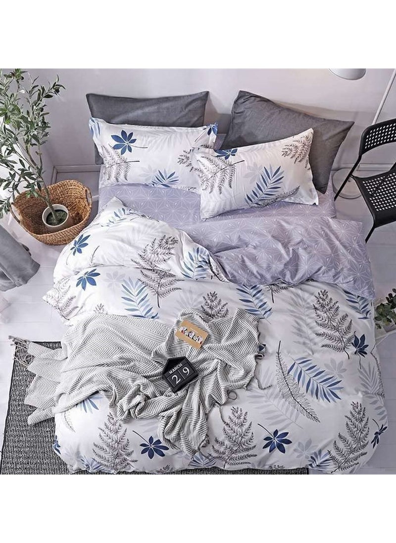 GOLDEN HOME طقم غطاء لحاف بنمط مخطط مكون من 6 قطع مقاس كينج/كوين/مفرد. تتضمن المجموعة 1 غطاء لحاف، 1 ملاءة سرير جاهزة، 4 أكياس وسائد  - Image 3