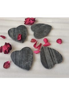 R&M RM Coasters for Dining Table Hot Pots | Decorative Cocktail Coaster Fit for Tea Cups, Coffee Mugs & Glasses | Drinks Hot & Cold | Housewarming Gift | Heart Pattern | Black Marble(Set of 4)  - Image 2