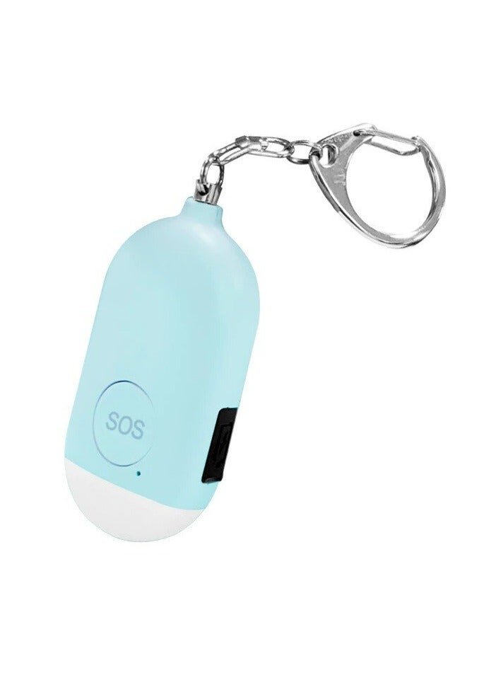 AROAQ SOS Personal Alarm, Waterproof Hanging Flashlight Alarm, USB Rechargeable Loud Alarm Safety Keychain, Easy To Carry Self Defense Siren For Elderly Women Kids, (1pc, B300 Sky Blue) - Image 1