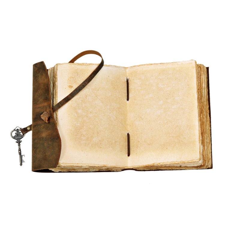 cuero C Compass Vintage Leather Journal - Antique Handmade Leather Bound journal with deckle edge paper Diary - Leather Sketchbook - Drawing Journal Notebook - Great Gift Men And Women (5X7 Inch) - Image 3