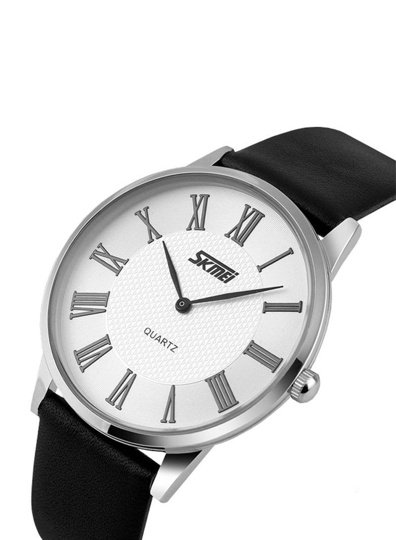 SKMEI ساعة يد كاجوال للرجال بحركة أنالوجية من الكوارتز بحزام جلد - 9092 - Image 2