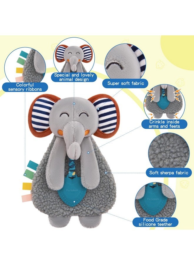 Pro Goleem Grey Elephant Loveys for Babies Girl and Boy, Baby Lovey with Teether, Baby Toys 0 3 6 9 12 Months, Safety Teething Toys for Babies Infant Newborn and Toddler Gifts - Image 4