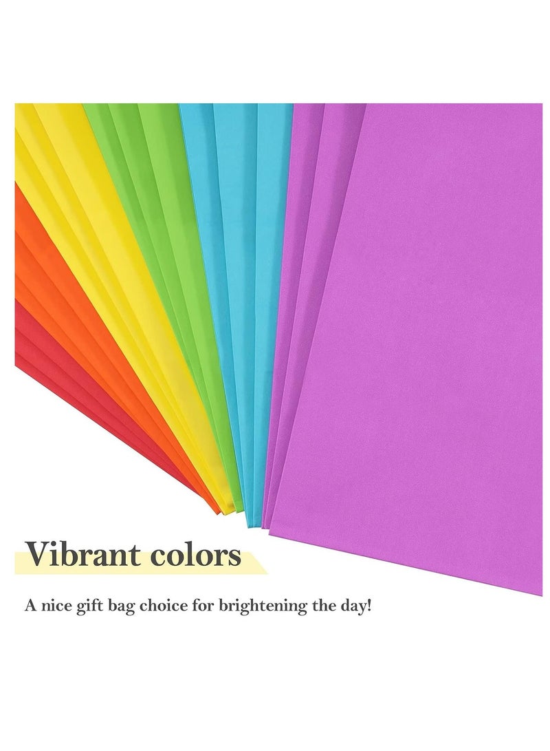 24PCS Small Party Favor Paper Gift Bags with Handles 6 Assorted Rainbow Colors Party Bags Kraft Paper Bags for School Wedding Birthday Party
