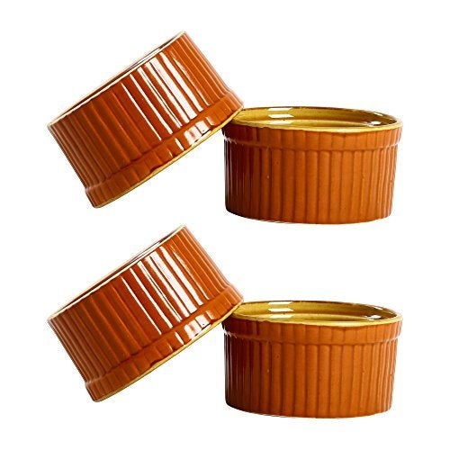 Caffeine Ceramic Handmade Brown and Yellow Matte ramekins Bowl Set of 6 - Image 3