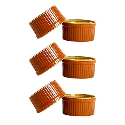Caffeine Ceramic Handmade Brown and Yellow Matte ramekins Bowl Set of 6 - Image 2