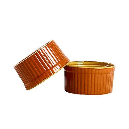 Caffeine Ceramic Handmade Brown and Yellow Matte ramekins Bowl Set of 6 - Image 4
