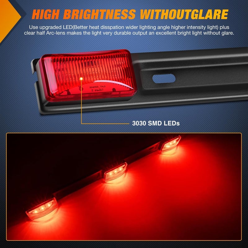 Nilight 9 LED Marker Tail Trailer Light Bar 14.2Inch 2 PCS Red Clearance Identification Running Marker ID Rear Stainless Steel Bracket for 12V Pickup Truck Trailer RV Boat Light precision processed material - Image 3