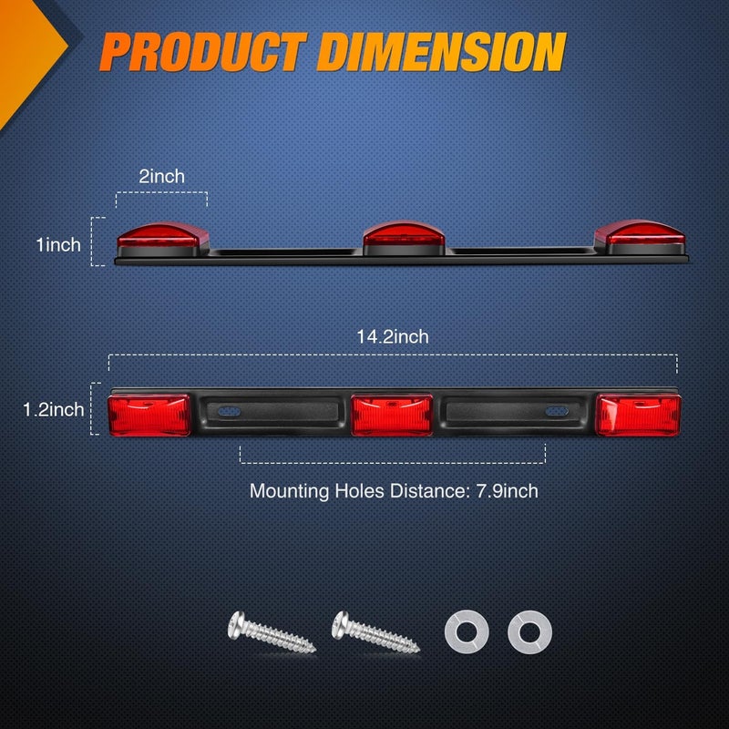 Nilight 9 LED Marker Tail Trailer Light Bar 14.2Inch 2 PCS Red Clearance Identification Running Marker ID Rear Stainless Steel Bracket for 12V Pickup Truck Trailer RV Boat Light precision processed material - Image 2