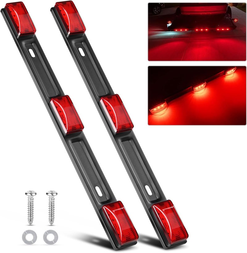 Nilight 9 LED Marker Tail Trailer Light Bar 14.2Inch 2 PCS Red Clearance Identification Running Marker ID Rear Stainless Steel Bracket for 12V Pickup Truck Trailer RV Boat Light precision processed material - Image 1