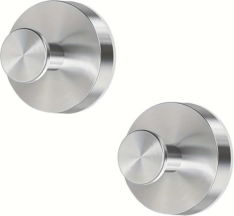 خطافات شفاطة قابلة لإعادة الاستخدام من الفولاذ المقاوم للصدأ، مقاومة للماء، مثبتة على الحائط، للمطبخ والحمام، لتعليق المناشف والملابس، قطعتان باللون الفضي - Image 2