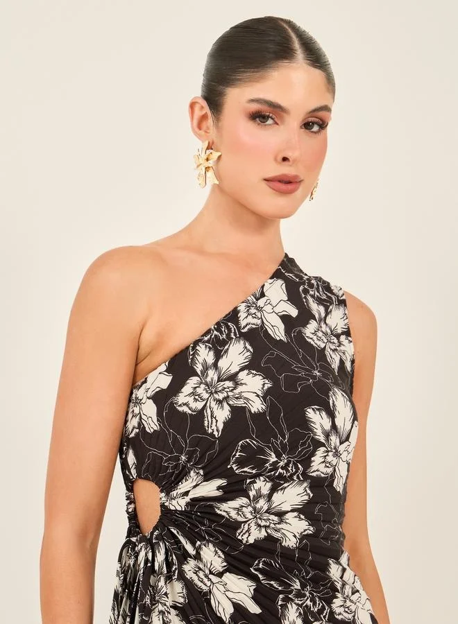 Styli Floral One-Shoulder Dress