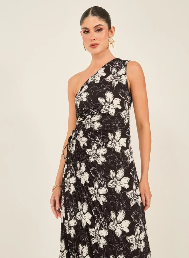 Styli Floral One-Shoulder Dress