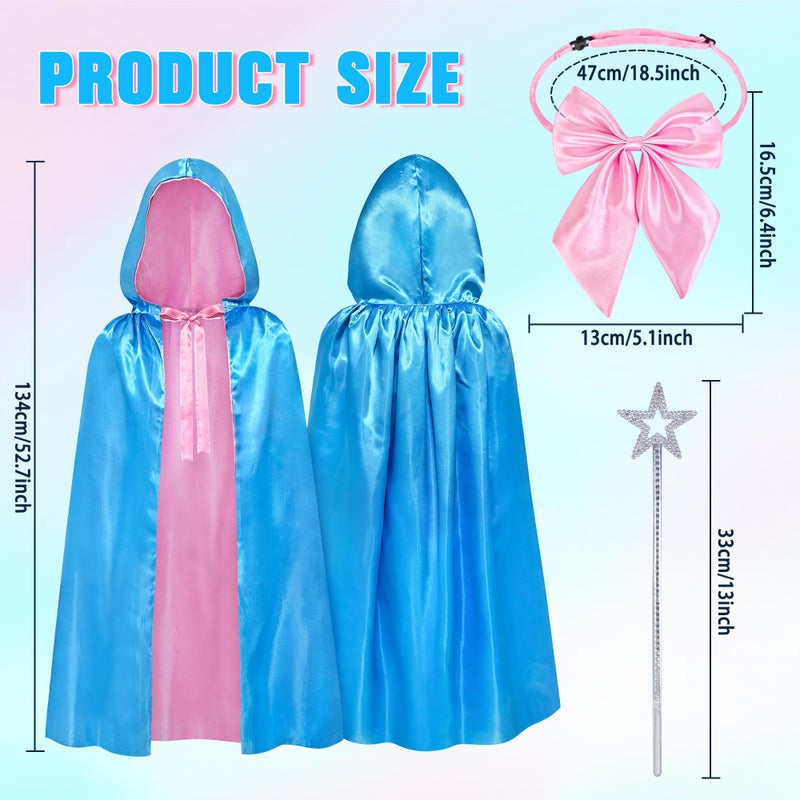 Horolam Fairy Godmother Costume Set, Fairy Costume Accessories with Blue Fairy Hooded Cloak Bow Tie Star Stick for Women (Cute) - Image 2