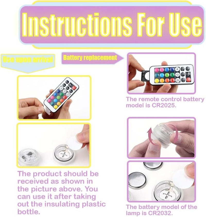3 Pack Mini RGB Submersible LED Lights with 21-Key Remote, Waterproof Set - Image 5