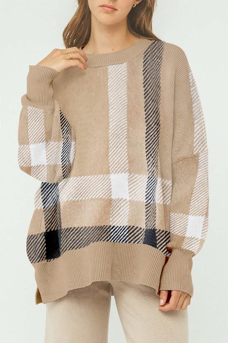 SAUKOLE Sweaters for Womens Causal Crewneck Batwing Sleeve Knit Tops Side Split Oversized Pullover Sweater Loose Jumper - Image 2