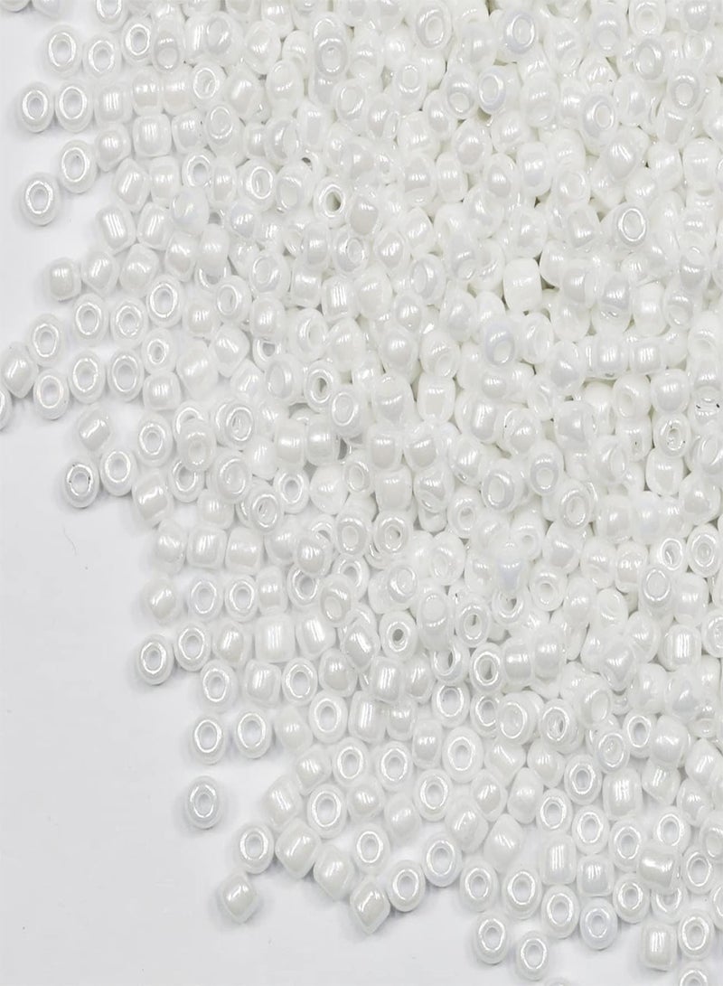 GGOOT Bulk 3mm Pearl White Seed Beads for Jewelry Making 110 Grams About 320pcs,8/0 Glass Craft Beads for Making Earrings, Bracelets, Pendants, Waist Jewelry, DIY Handmade Seed Beads ( Pearl White  - Image 2