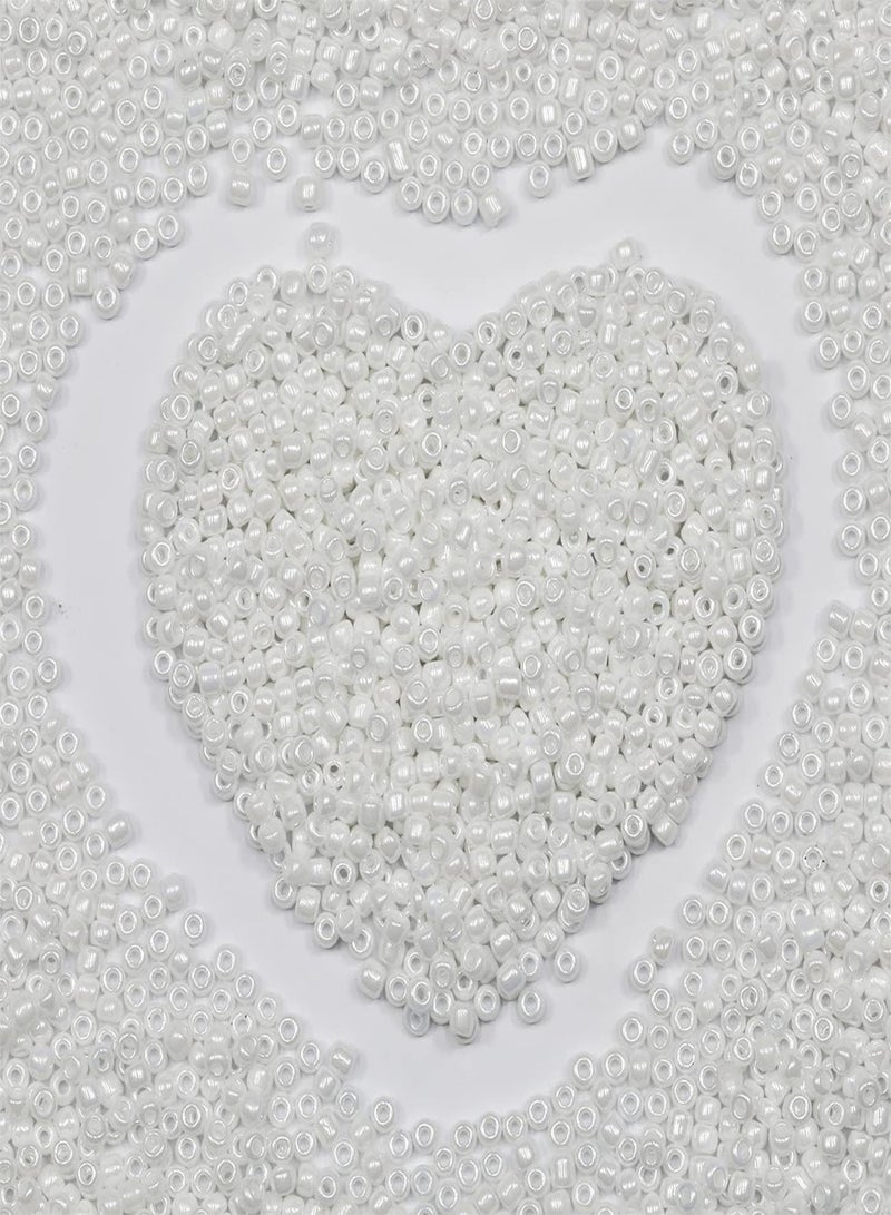 GGOOT Bulk 3mm Pearl White Seed Beads for Jewelry Making 110 Grams About 320pcs,8/0 Glass Craft Beads for Making Earrings, Bracelets, Pendants, Waist Jewelry, DIY Handmade Seed Beads ( Pearl White  - Image 1