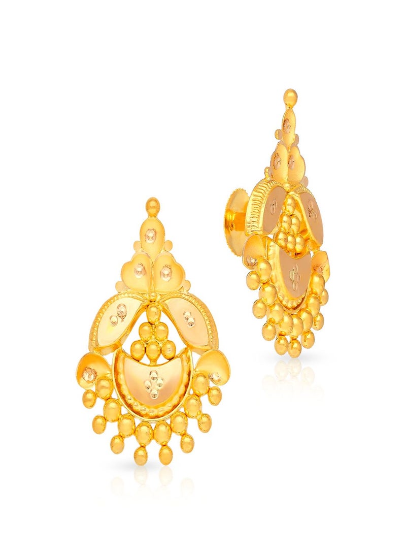Malabar Gold and Diamonds 22KT 916 Gold Studs Earrings for Women FLER206 - Image 1