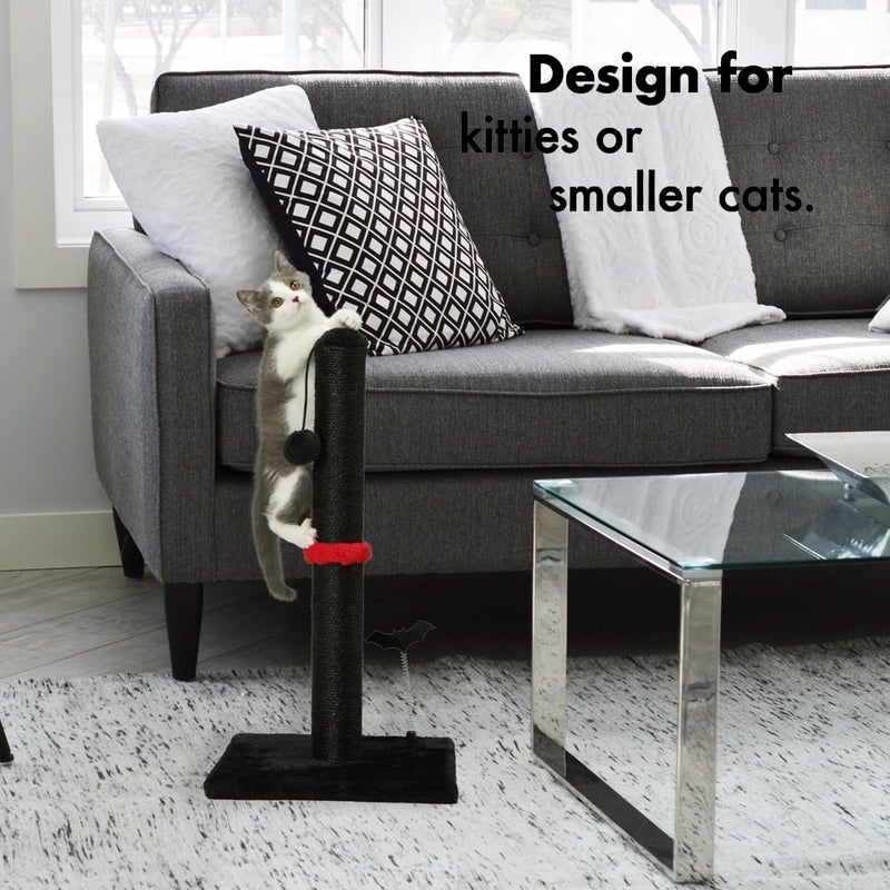 MECOOL Cat Scratching Post Premium Sisal Scratch Posts with Hanging Ball Vertical Scratcher for Indoor Cats and Kittens,Black - Image 5