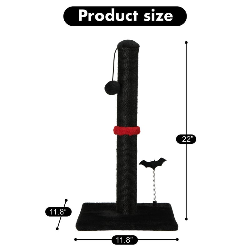 MECOOL Cat Scratching Post Premium Sisal Scratch Posts with Hanging Ball Vertical Scratcher for Indoor Cats and Kittens,Black - Image 4