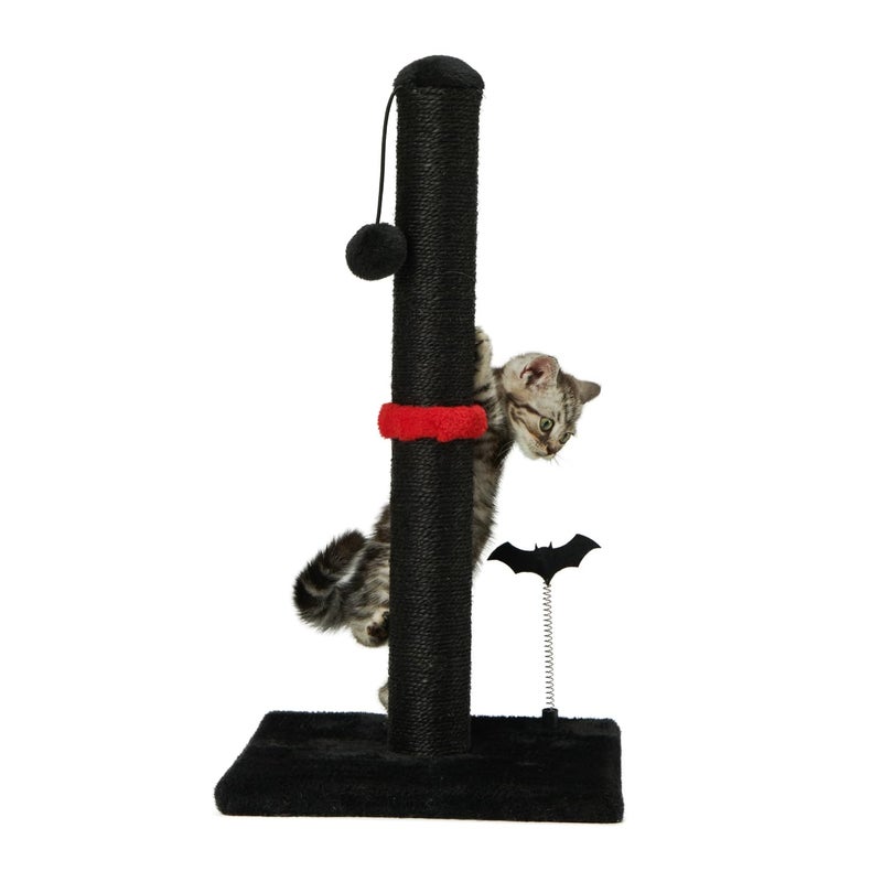 MECOOL Cat Scratching Post Premium Sisal Scratch Posts with Hanging Ball Vertical Scratcher for Indoor Cats and Kittens,Black - Image 1