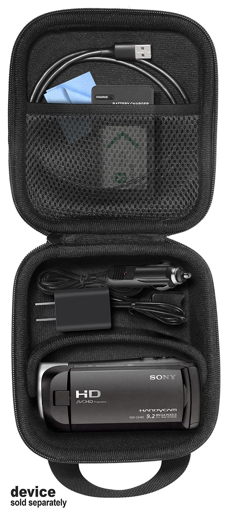 CaseSack Camcorder Case for Sony HD Video Recording HDRCX440, HDRCX405 Handycam; Canon VIXIA HF R800, Panasonic HC-V180K, Kimire HD Recorder, Sony HDRAZ1VR/W, SiOnyx Aurora Day/Night Action Camera - Image 3