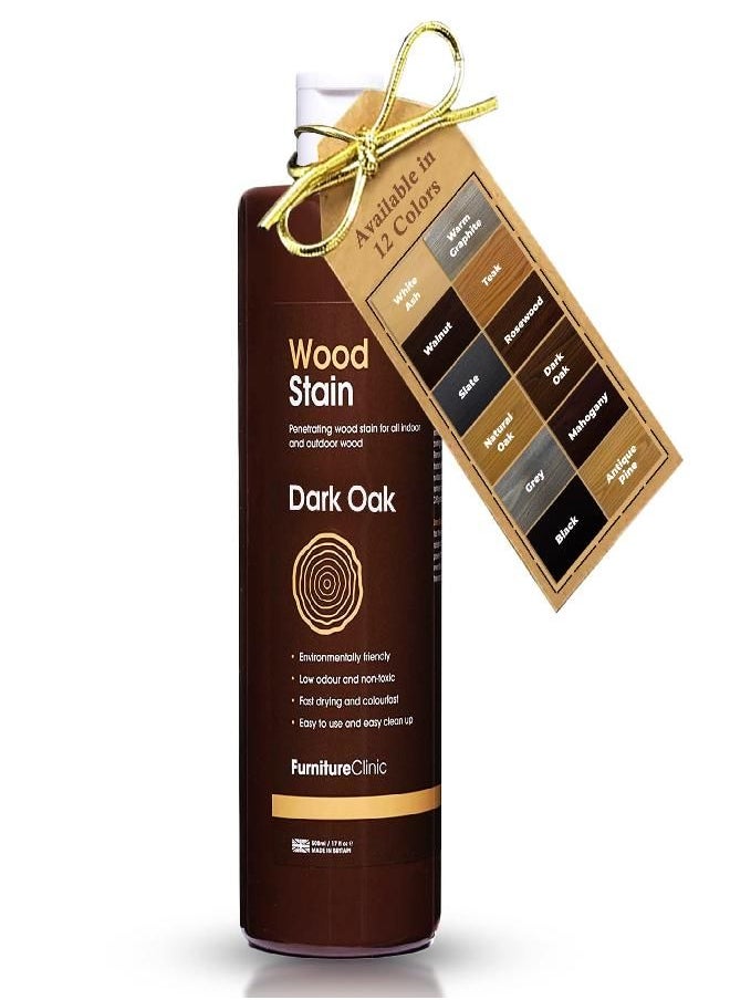 Furniture Clinic - Furniture Clinic Wood Stain | Multiple Finishes | Fast Drying | Indoor and Outdoor Furniture and More | Water Based, Low Odor, Non-Toxic | Polyurethane Finish & Sealer | Dark Oak (17oz / 500ml) - Image 1