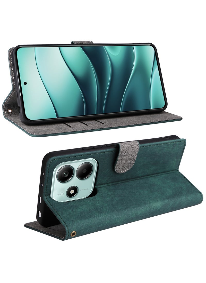 Generic For Xiaomi Redmi Note 14 5G / Xiaomi POCO M7 Pro 5G Cover with Hand Strap, PU Leather Full Body Protection Shockproof Flip Mobile Cover, RFID Anti-theft Brush Folio Wallet Case  - Image 2