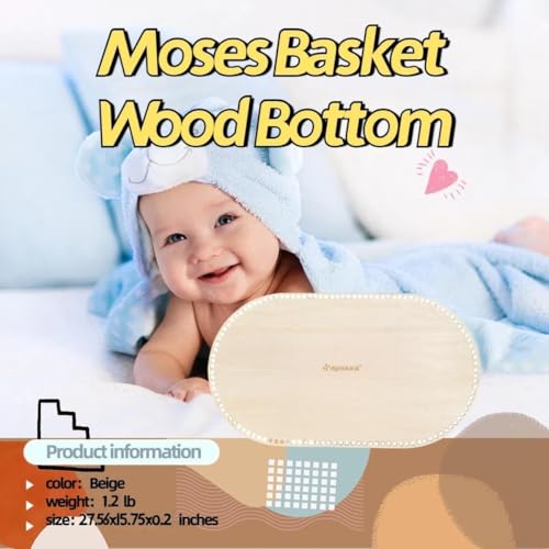 SAYHAHA Large Moses Basket Wood Bottom 27.56 x 15.75 inches,Oval Natural Wood Base Shaper for DIY Crochet or Knitting Weaving Crafts Home Decoration (1PC) - Image 3