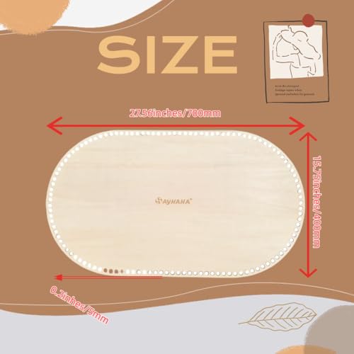 SAYHAHA Large Moses Basket Wood Bottom 27.56 x 15.75 inches,Oval Natural Wood Base Shaper for DIY Crochet or Knitting Weaving Crafts Home Decoration (1PC) - Image 2
